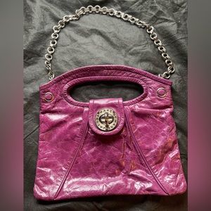 MARC JACOBS Vintage Purple Leather Chain Clutch Handbag Purse